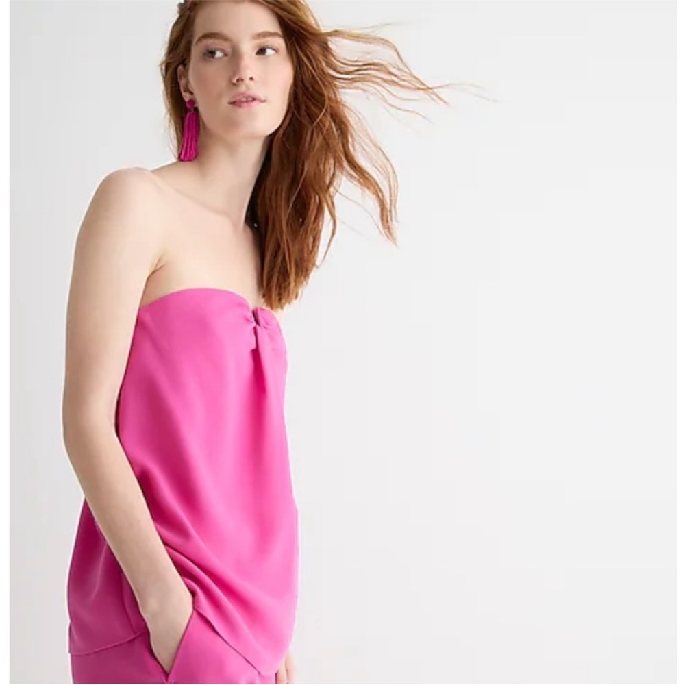 J. Crew Strapless Drapey Crepe Bustier Top Hot Pink Fuchsia #BN116